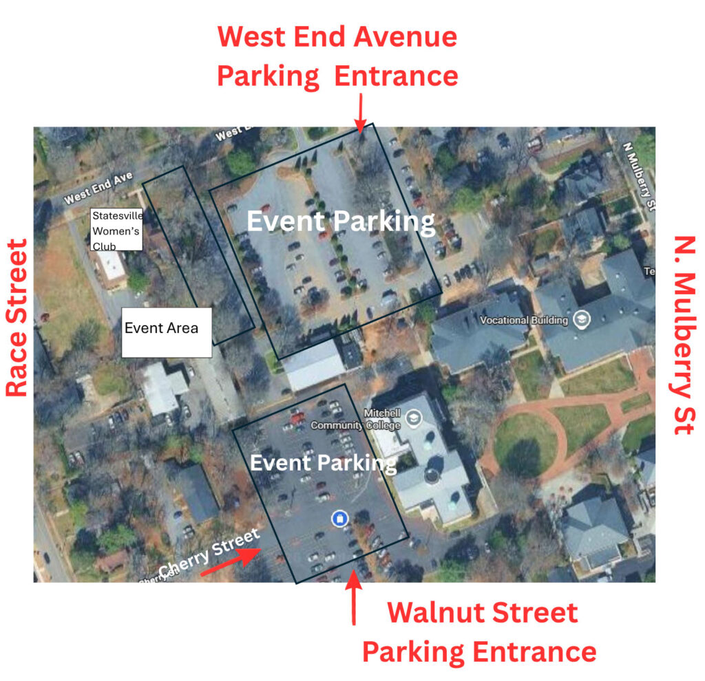 Event parking map showing West End Avenue and Walnut Street entrances